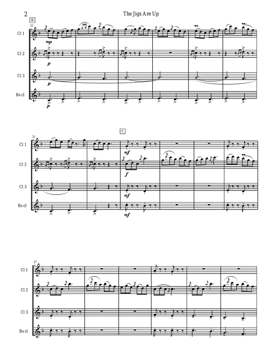 The Jigs are Up - Celtic Music for Clarinet Quartet Clarinet Quartet scores gallery preview page 2