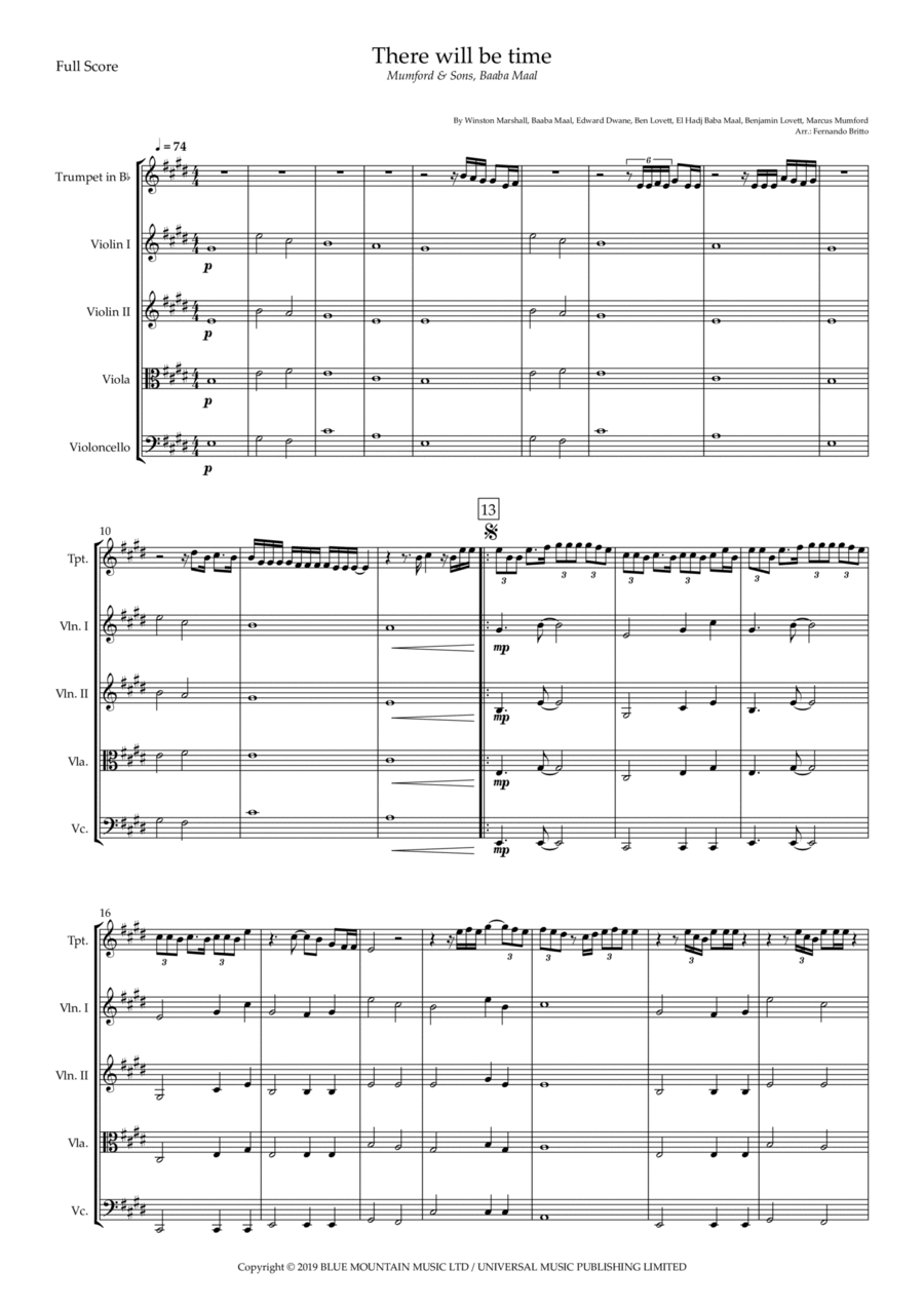 There Will Be Time Small Ensemble scores gallery preview page 1