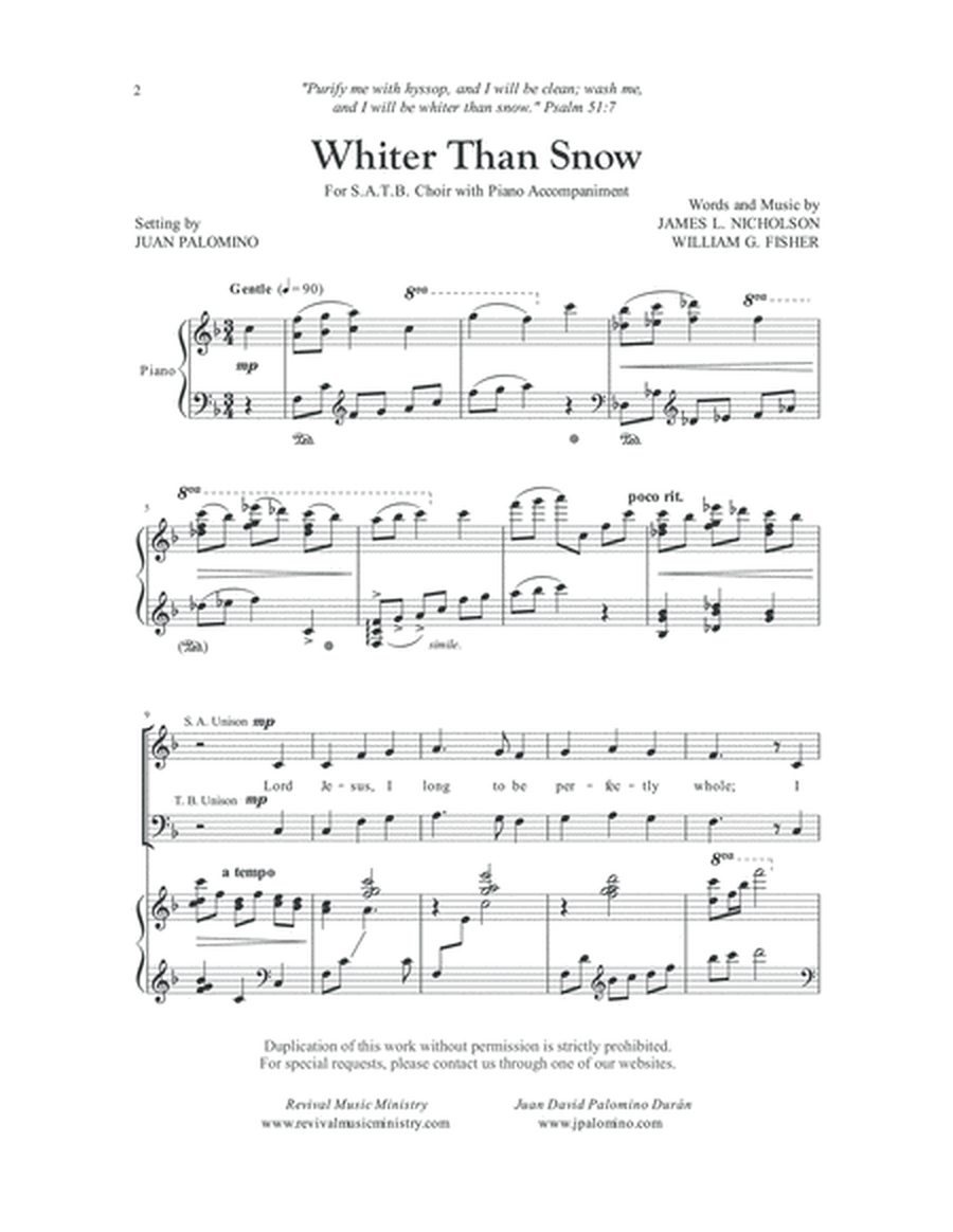 Whiter than Snow - SATB Arrangement image number null