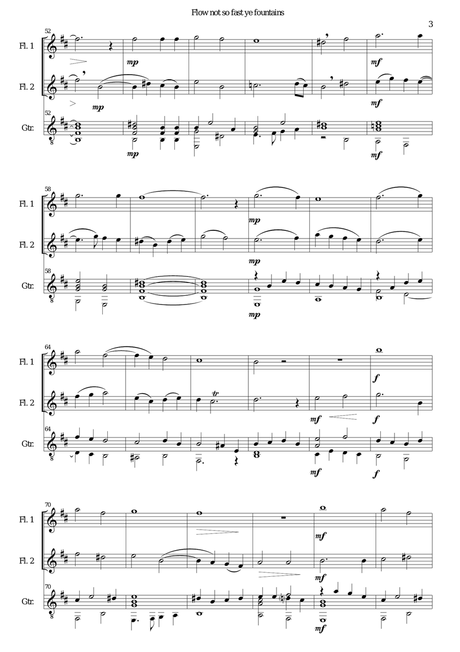 Flow not so fast ye fountains for 2 flutes and guitar Flute scores gallery preview page 3