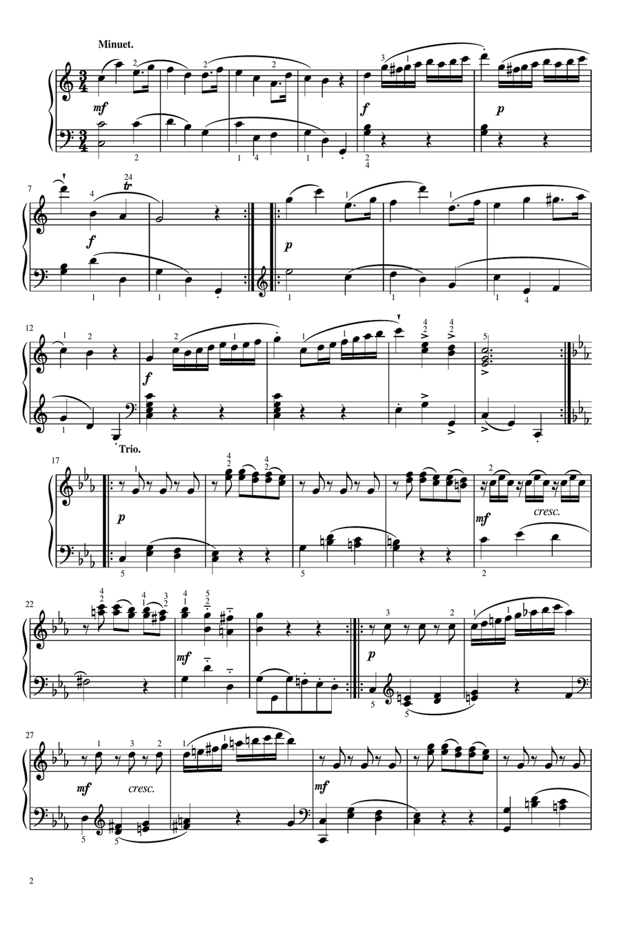 Haydn - Keyboard Sonata in C Major, Hob. XVI:7 - Original (fingered) For Piano Solo Complete Piano Solo scores gallery preview page 2