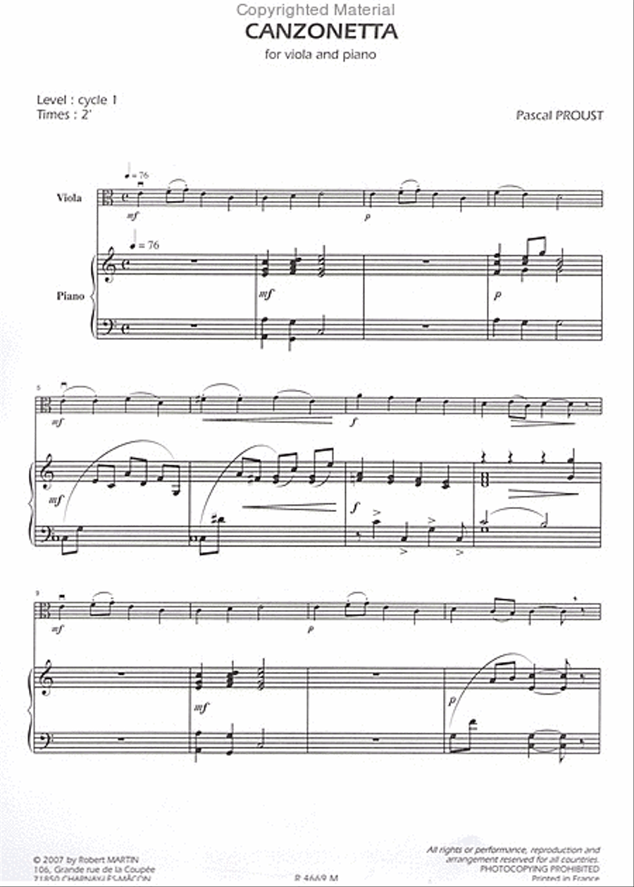 Canzonetta, pour violon alto Voice Solo scores gallery preview page 2