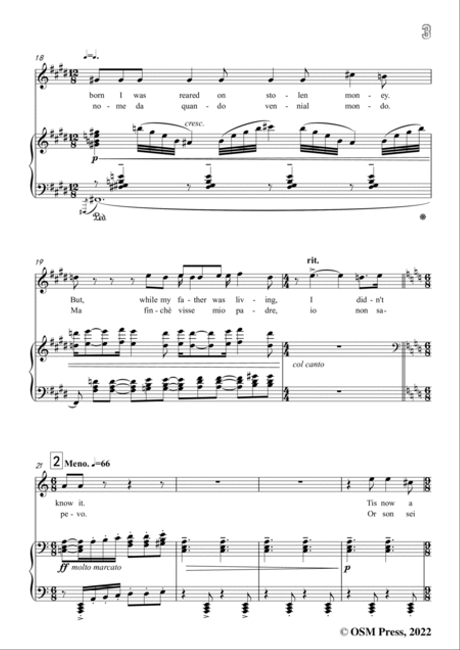 Puccini-Or son sei mesi che mio padre mori,in b flat minor Voice scores gallery preview page 5