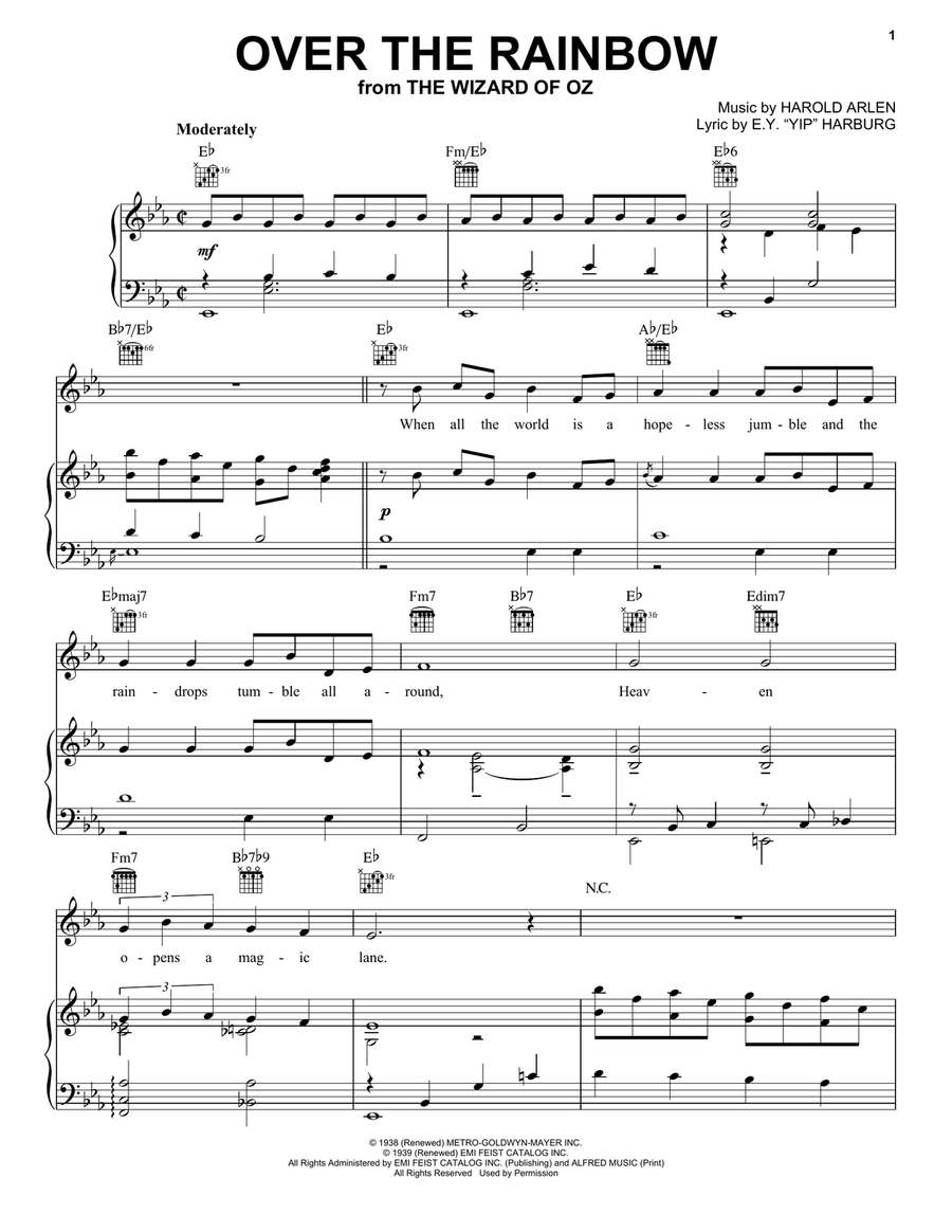 Over The Rainbow Over The Rainbow Guitar scores gallery preview page 1