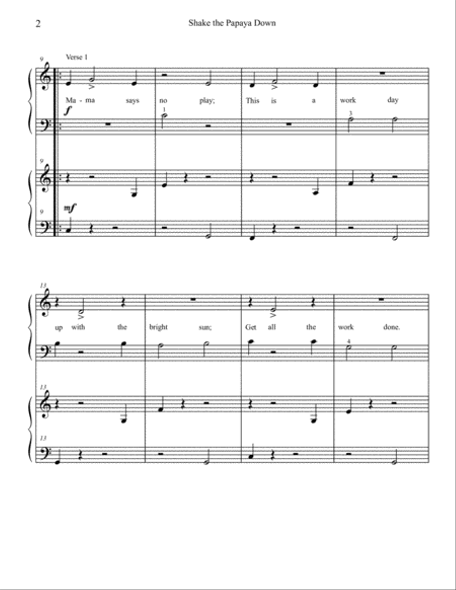 Shake the Papaya Down! Shake the Papaya Down! Easy Piano scores gallery preview page 3