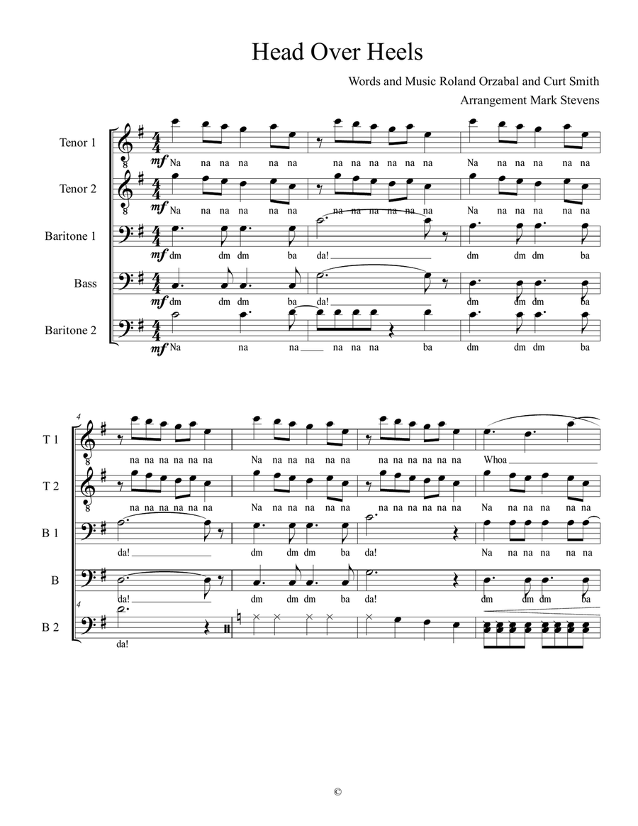 Head Over Heels Choir scores gallery preview page 2