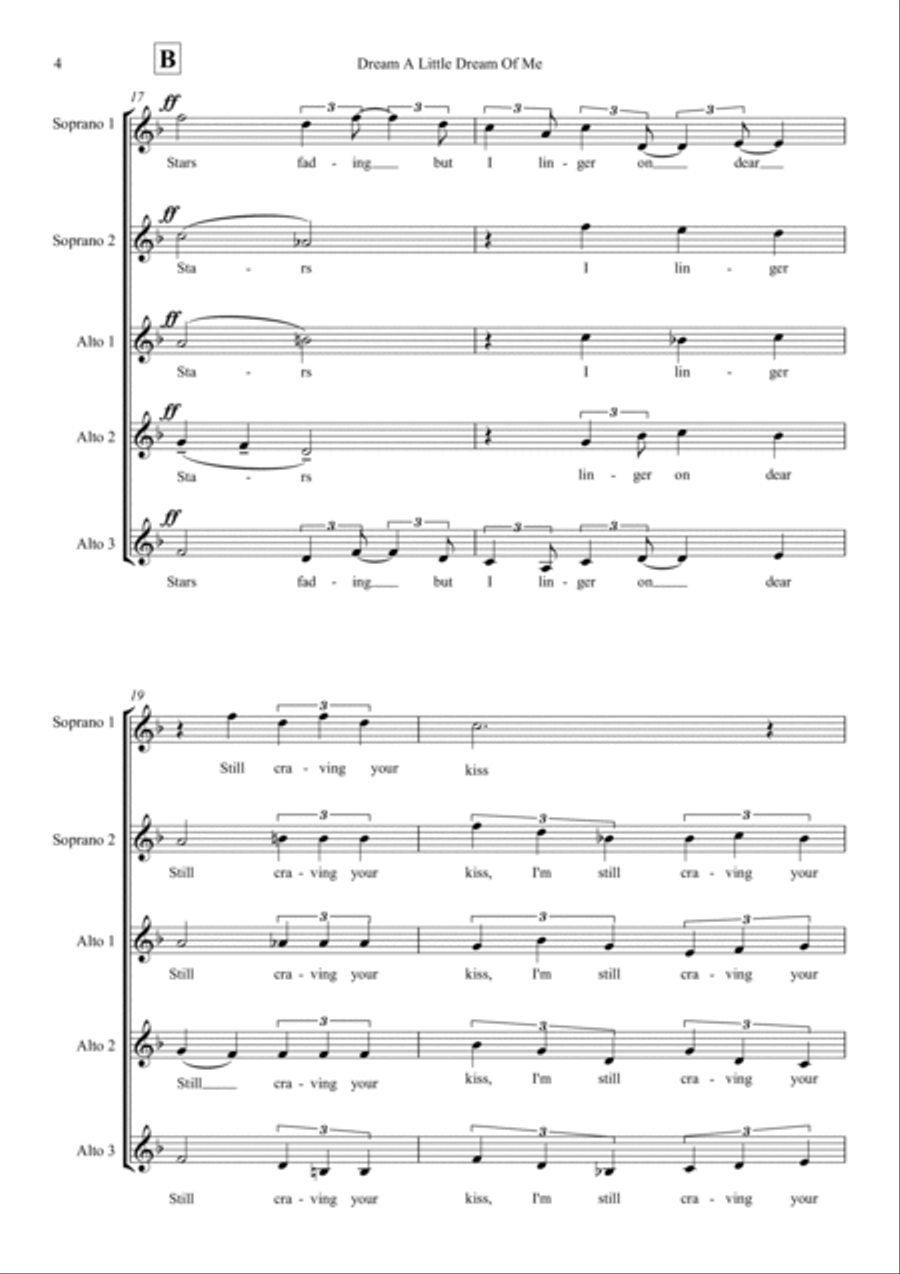 Dream A Little Dream Of Me SSAA scores gallery preview page 4
