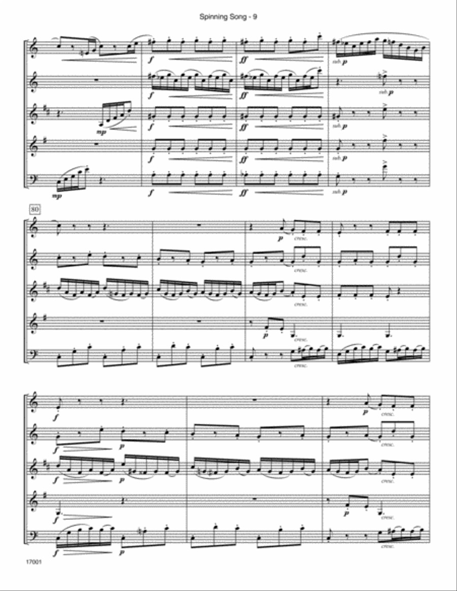 Spinning Song (from Song Without Words, Op. 67, No. 4) Woodwind Quintet scores gallery preview page 10