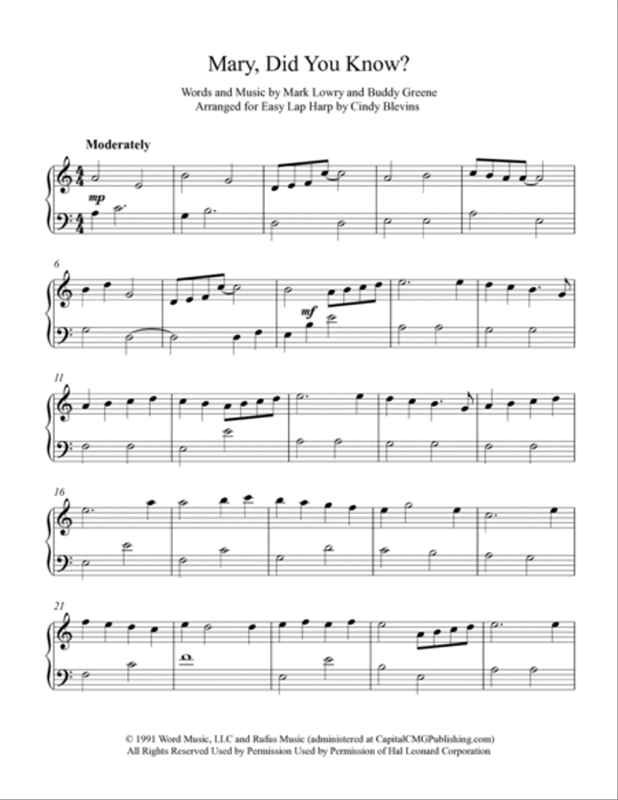 Mary, Did You Know? Lap Harp scores gallery preview page 2
