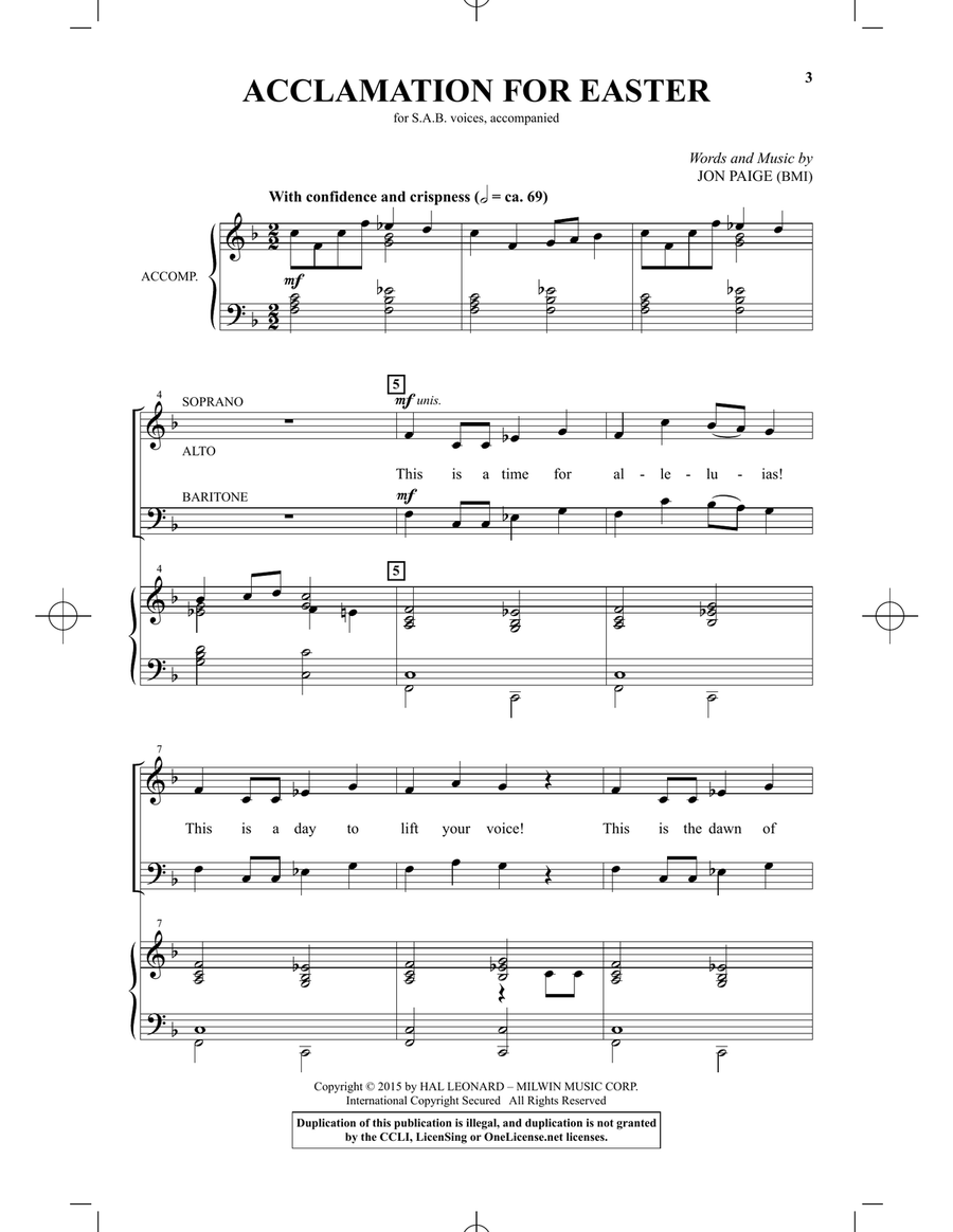Acclamation For Easter 3-Part scores gallery preview page 1