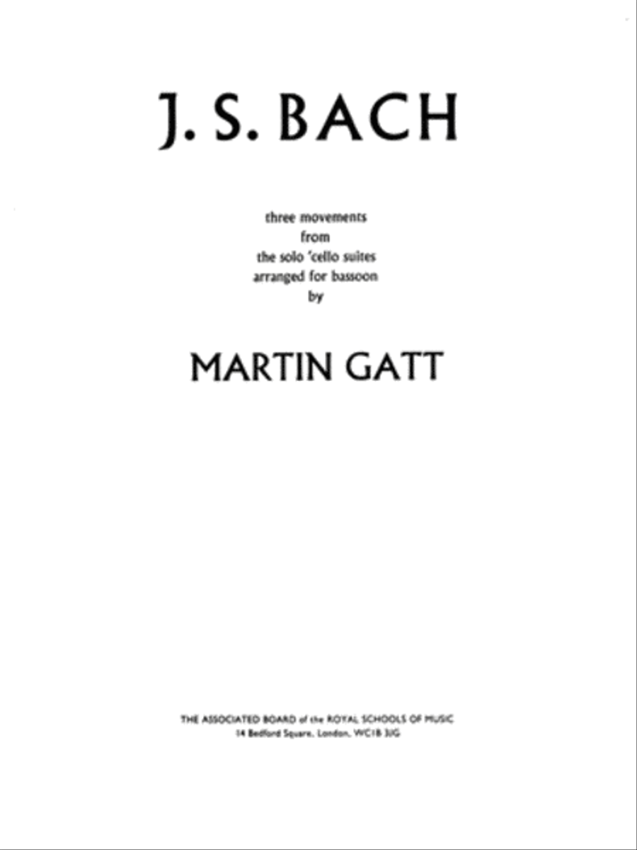 Three Movements from Solo Cello Suites Bassoon Solo scores gallery preview page 1
