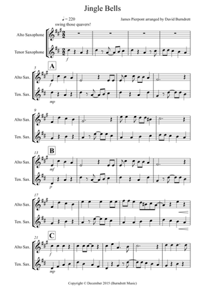 Jingle Bells (Jazzy Style!) for Alto and Tenor Saxophone Duet