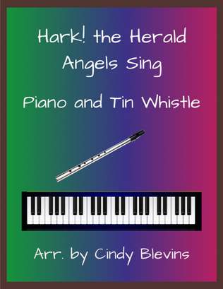 Hark! The Herald Angels Sing, Piano and Tin Whistle (D)