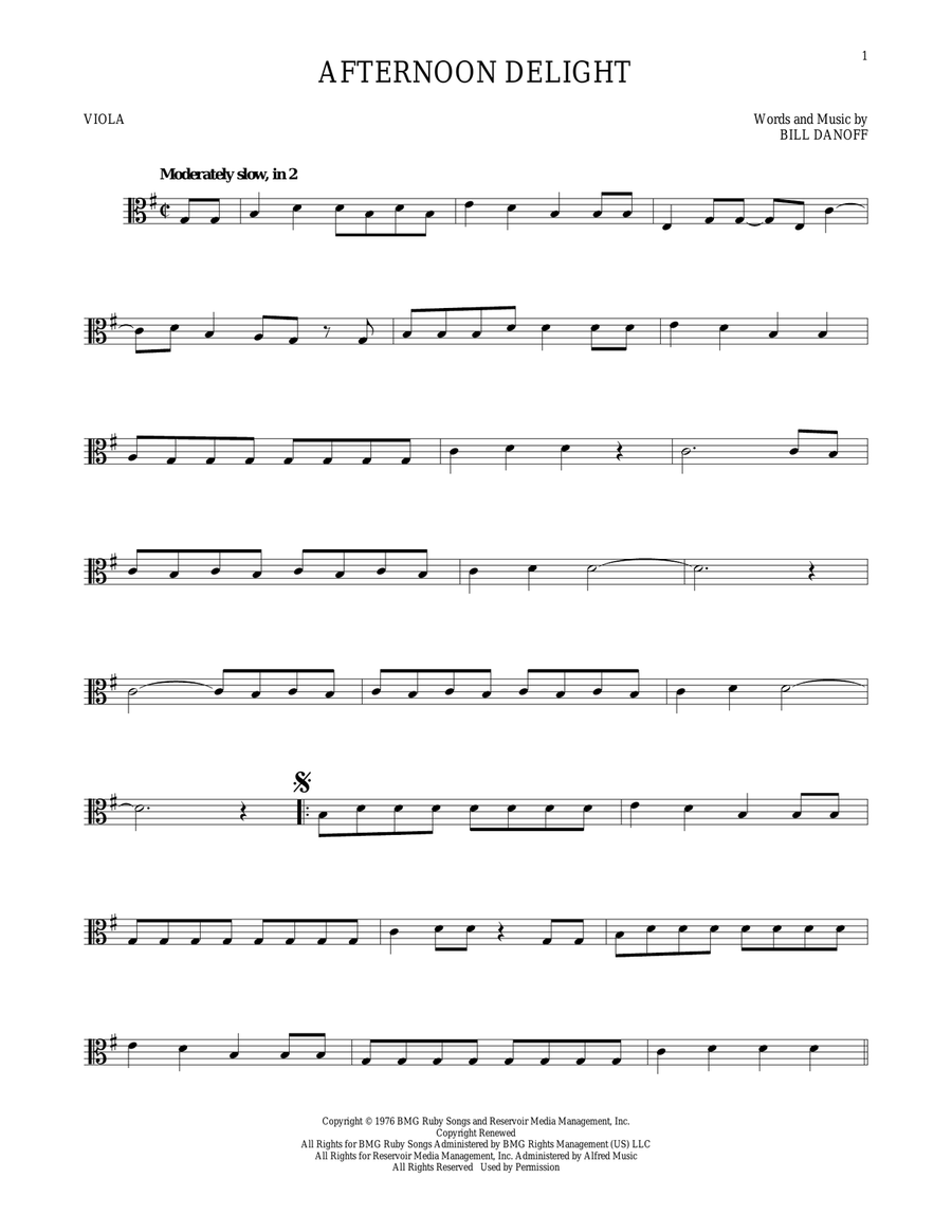 Afternoon Delight Viola Solo scores gallery preview page 1