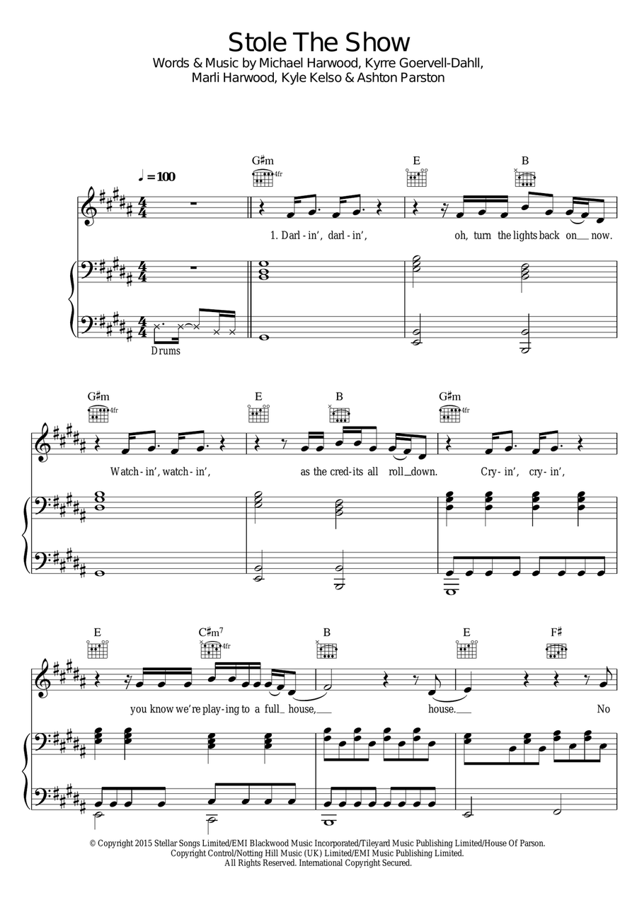 Stole The Show (featuring Parson James) Piano, Vocal, Guitar scores gallery preview page 1