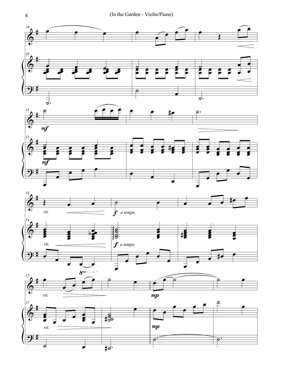 In the Garden (Solo Violin and Piano) In the Garden (Solo Violin and Piano) Violin Solo scores gallery preview page 4