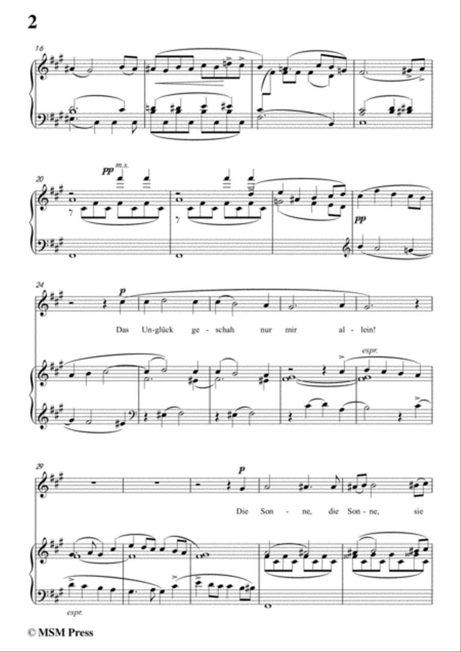 Mahler-Nun will die Sonn' so hell aufgeh'n(Kindertotenlieder Nr.1) in f sharp minor,for Voice and Pi Voice scores gallery preview page 4
