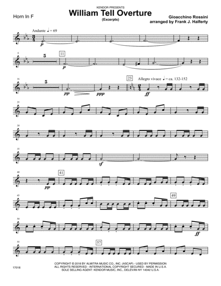 William Tell Overture (excerpts) (arr. Frank J. Halferty) - Horn in F