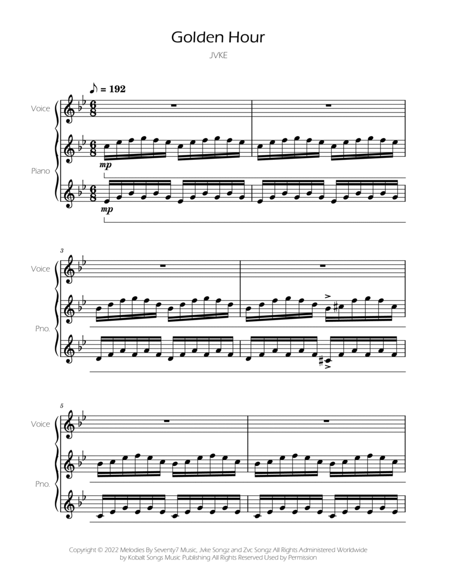 Golden Hour Golden Hour Voice scores gallery preview page 1