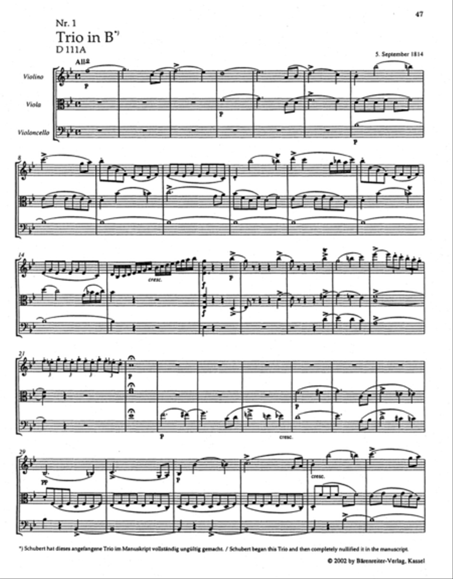 Samtliche Streichtrios for Violin, Viola and Violoncello String Trio scores gallery preview page 2