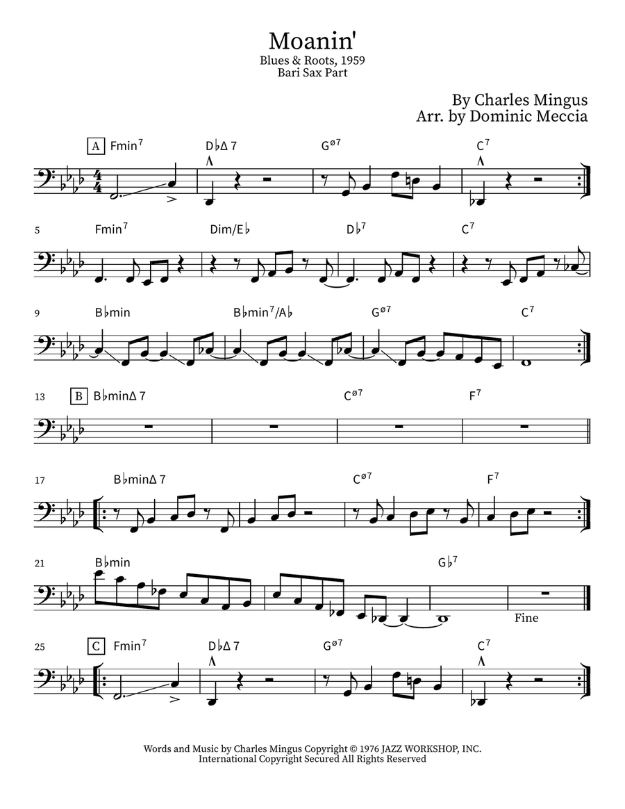 Moanin' Trombone Solo scores gallery preview page 1