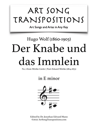 Book cover for WOLF: Der Knabe und das Immlein (transposed to E minor)