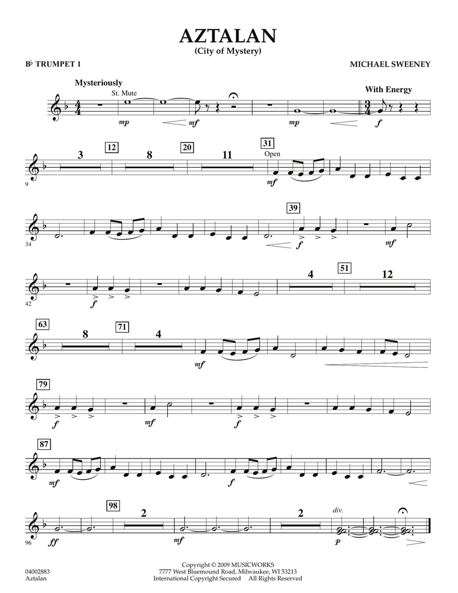 Aztalan (City of Mystery) - Bb Trumpet 1 Concert Band scores gallery preview page 1