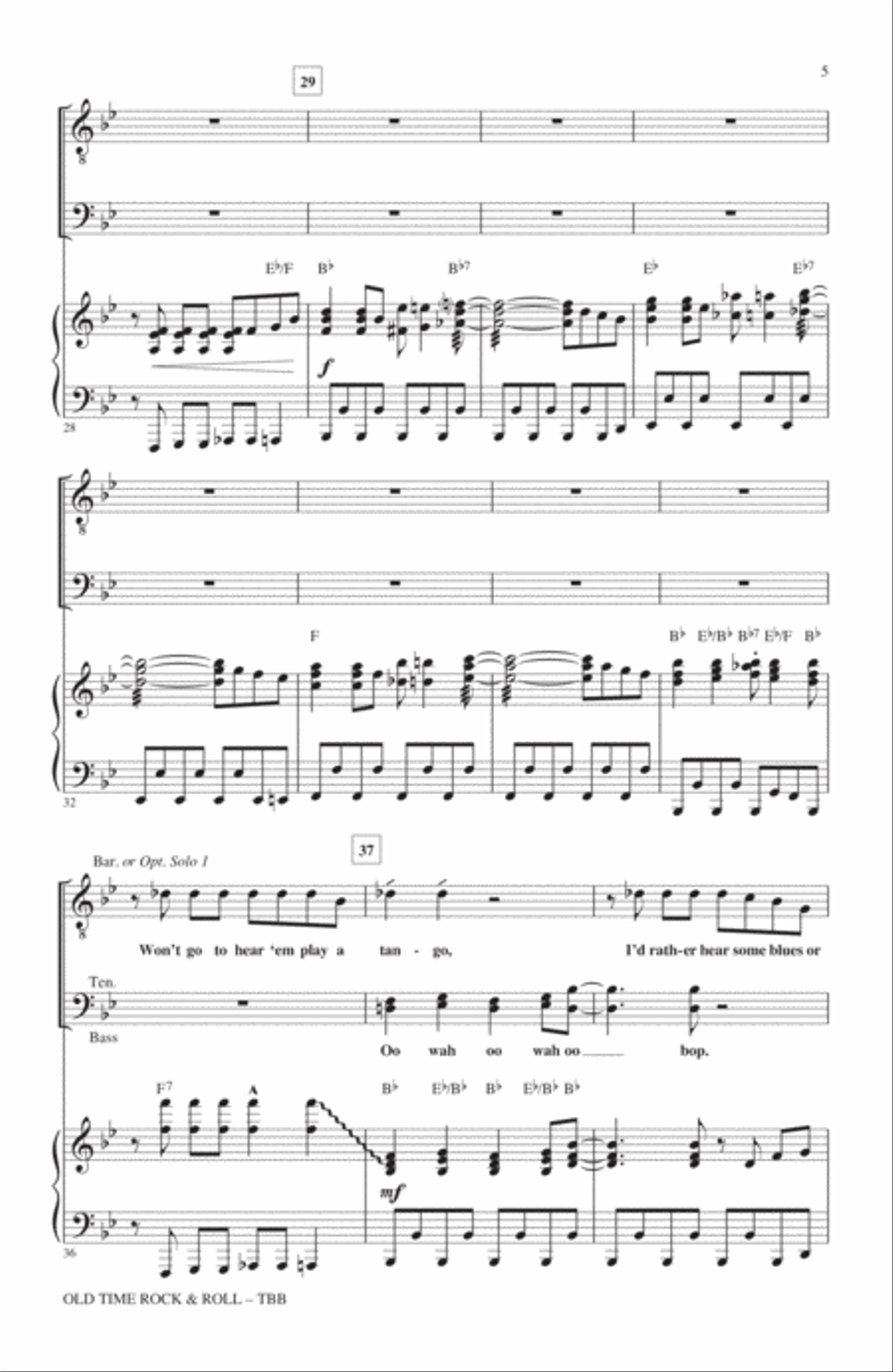 Old Time Rock & Roll 3-Part scores gallery preview page 4