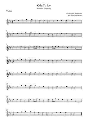 Ode To Joy Theme (from Beethoven's 9th Symphony) for Violin Solo