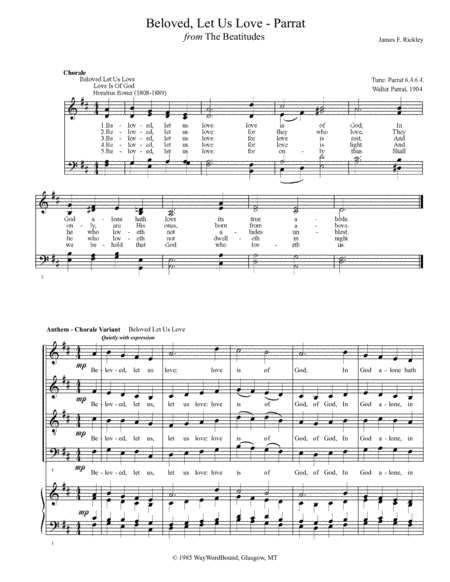 Beloved, Let Us Love (Parrat) - Anthem - Chorale Variant image number null