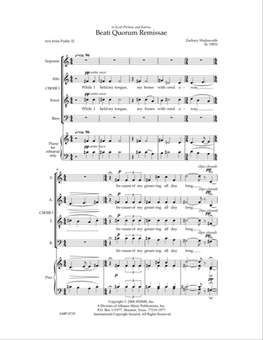 Beati Quorum Remissae 4-Part scores gallery preview page 2