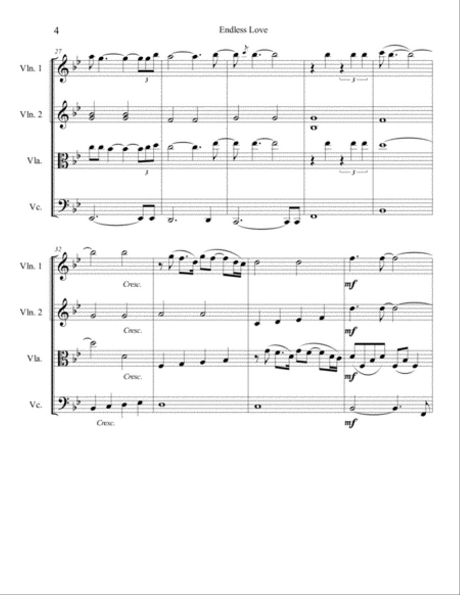 Endless Love String Quartet scores gallery preview page 4