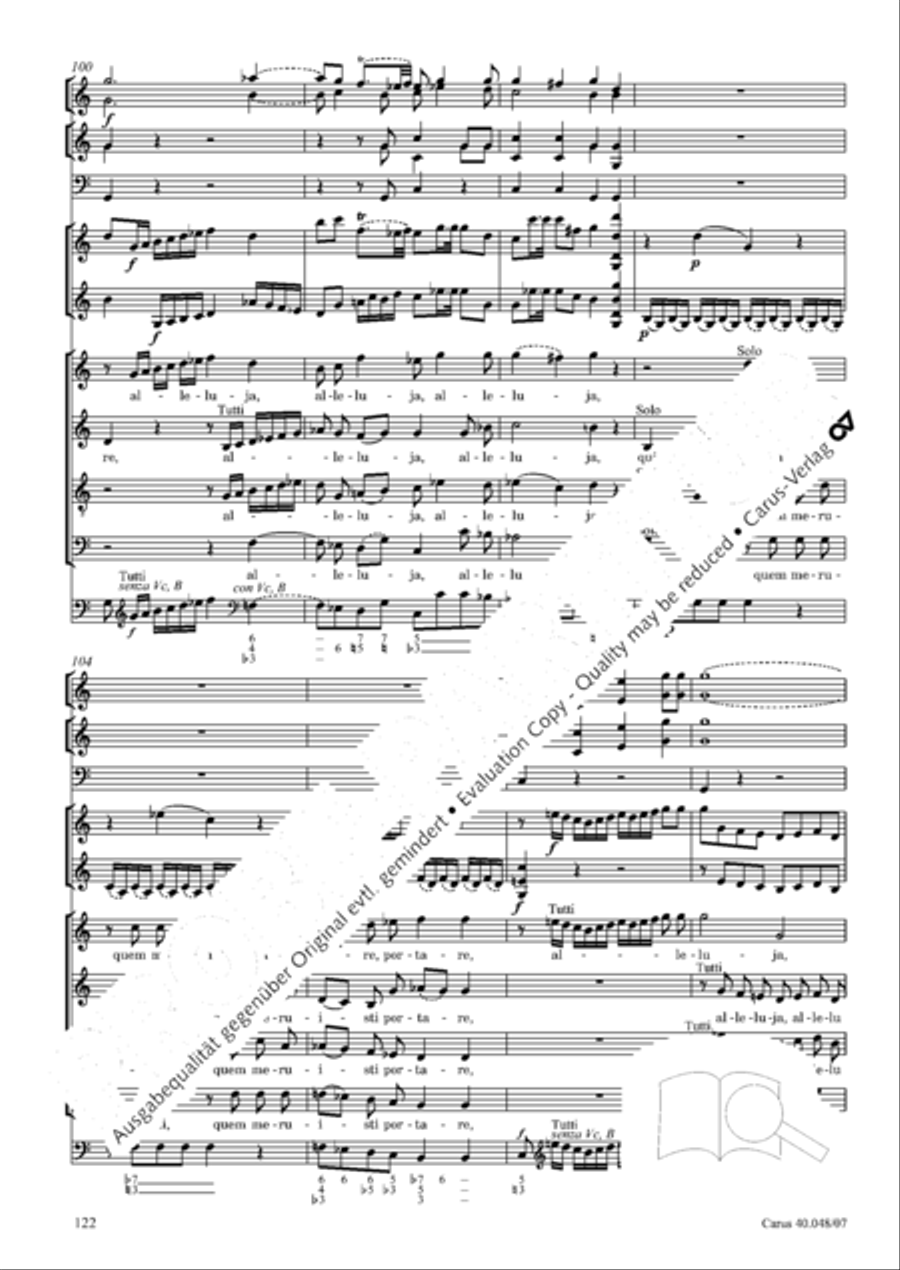 Regina coeli in B-Flat Major, K. 127 4-Part scores gallery preview page 123
