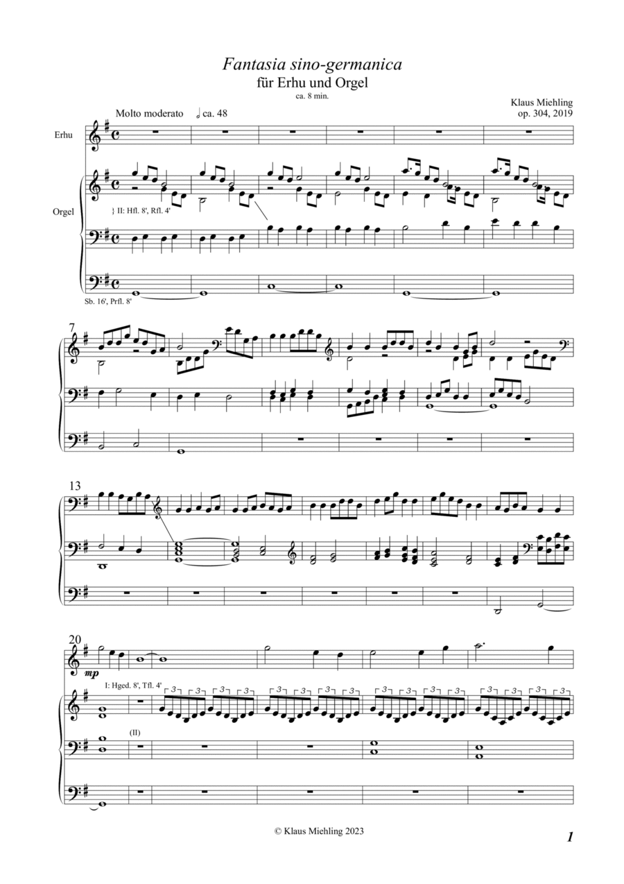 Book cover for Fantasia sino-germanica für Erhu und Orgel pedaliter,