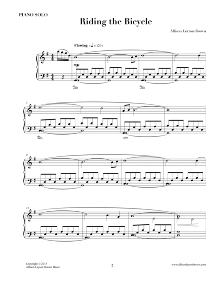 Riding the Bicycle - Evocative Piano Solo - by Allison Leyton-Brown Piano Solo scores gallery preview page 2