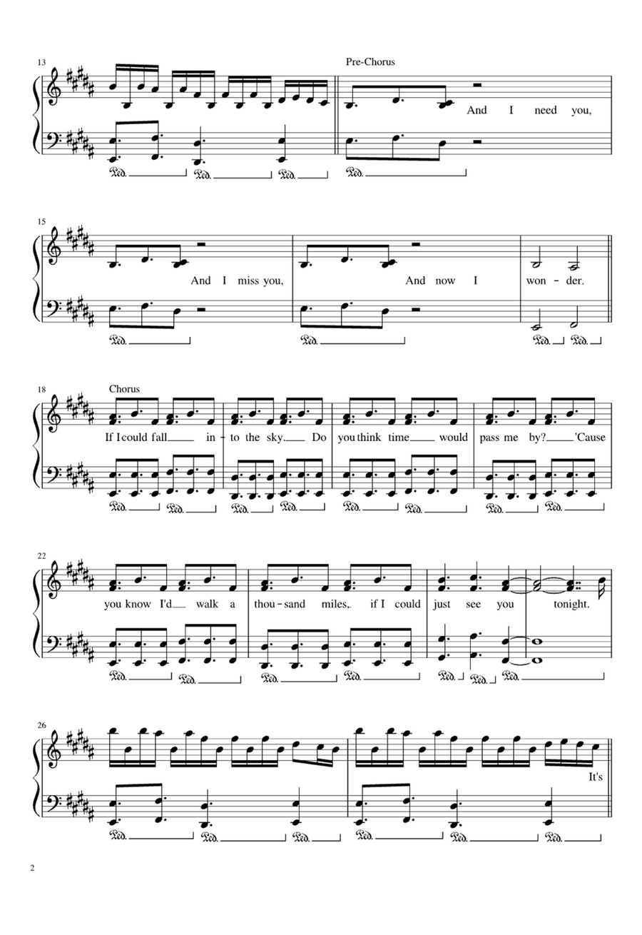 A Thousand Miles Easy Piano scores gallery preview page 2