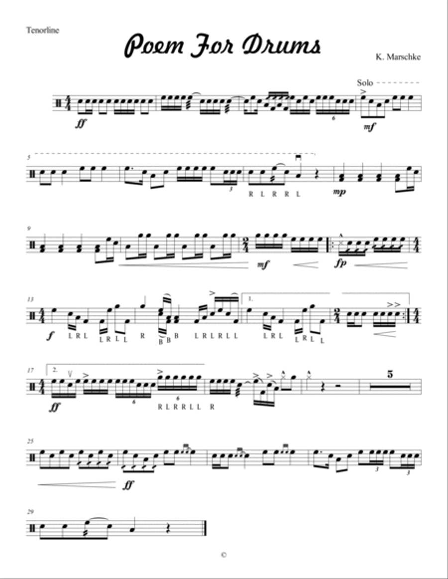 Op. 30 - Poem For Drums for HS Drumline Percussion Ensemble scores gallery preview page 2