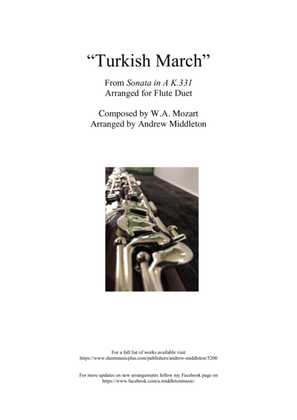 Book cover for Turkish March arranged for Bassoon Duet