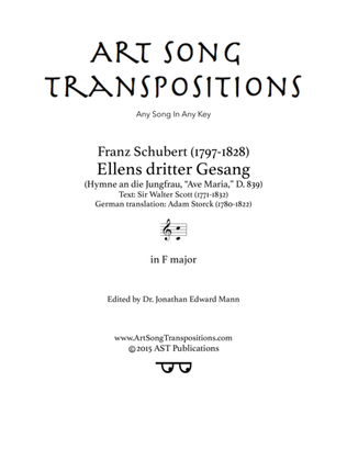 SCHUBERT: Ellens Gesang III, D. 839 (transposed to F major)