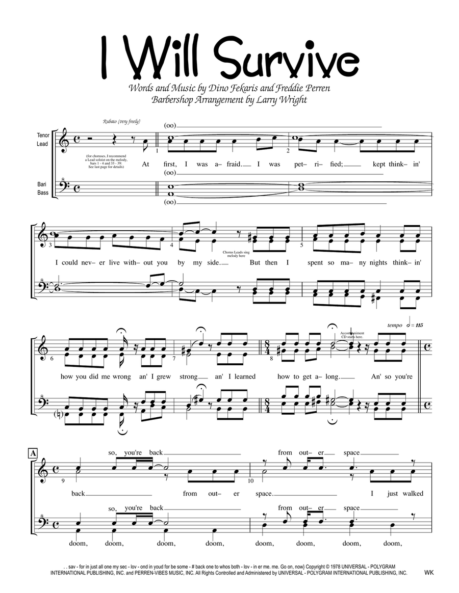 I Will Survive SSAA scores gallery preview page 1