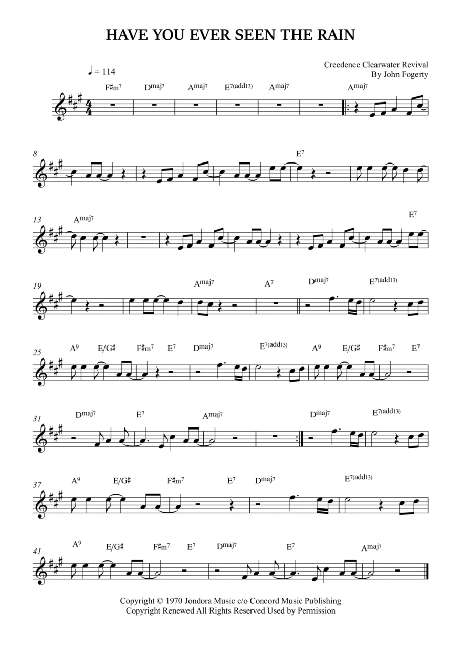 Have You Ever Seen The Rain? Alto Saxophone scores gallery preview page 1