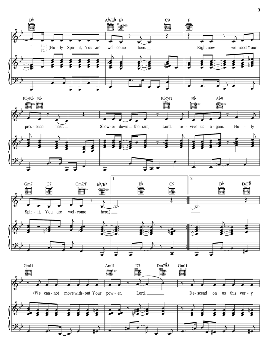 Holy Spirit, You Are Welcome Here Piano, Vocal, Guitar scores gallery preview page 3