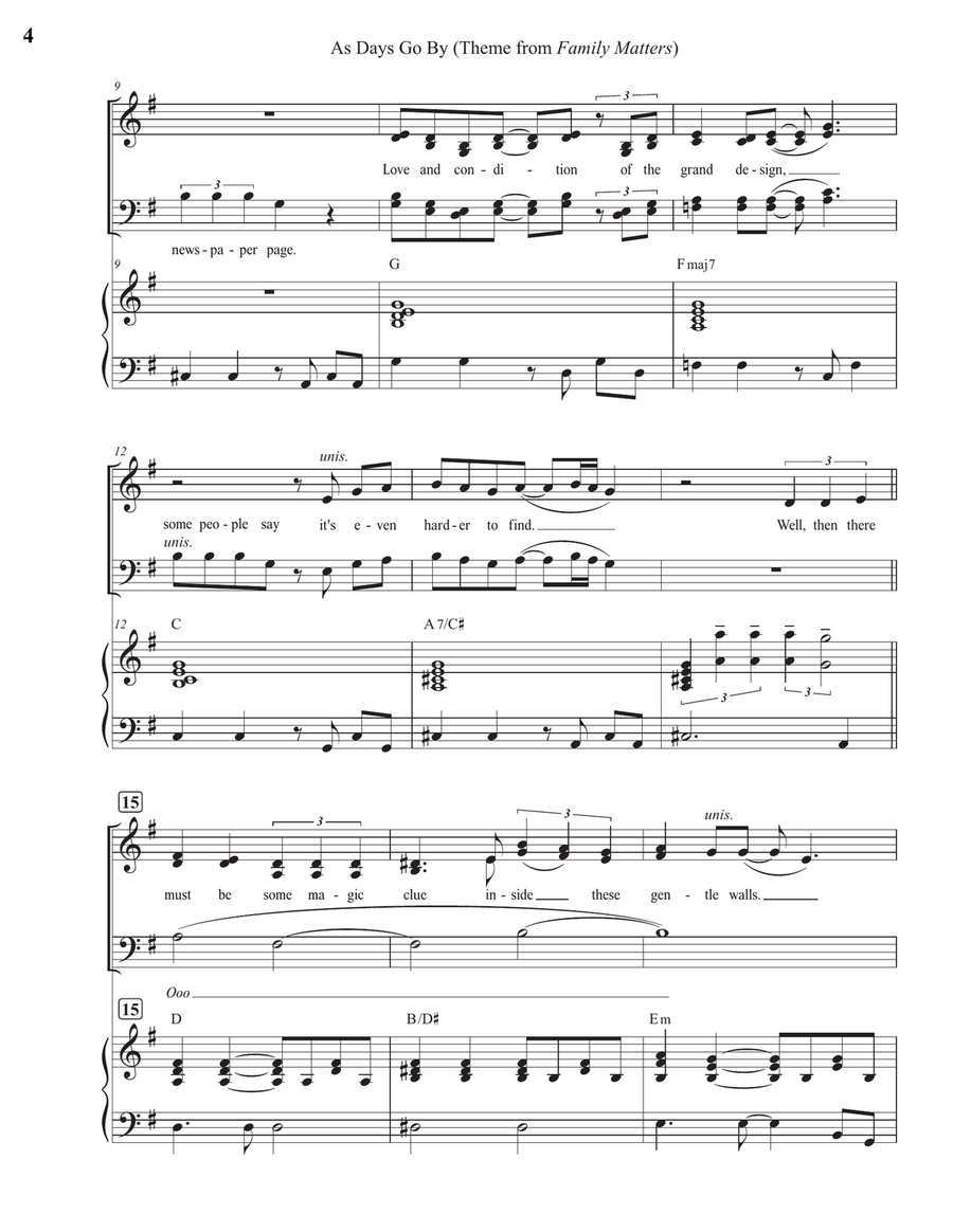 As Days Go By - Opening Theme 4-Part scores gallery preview page 4