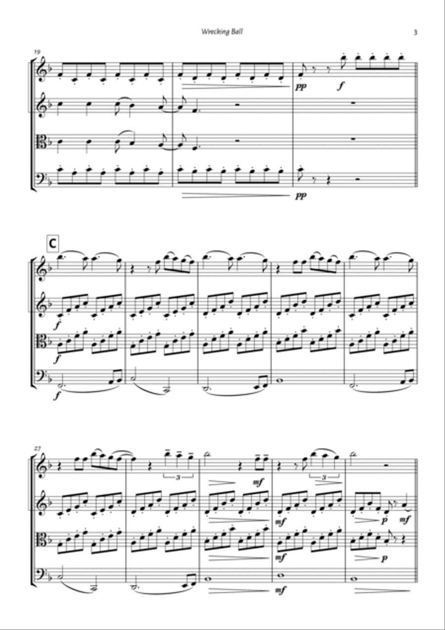 Wrecking Ball String Quartet scores gallery preview page 3