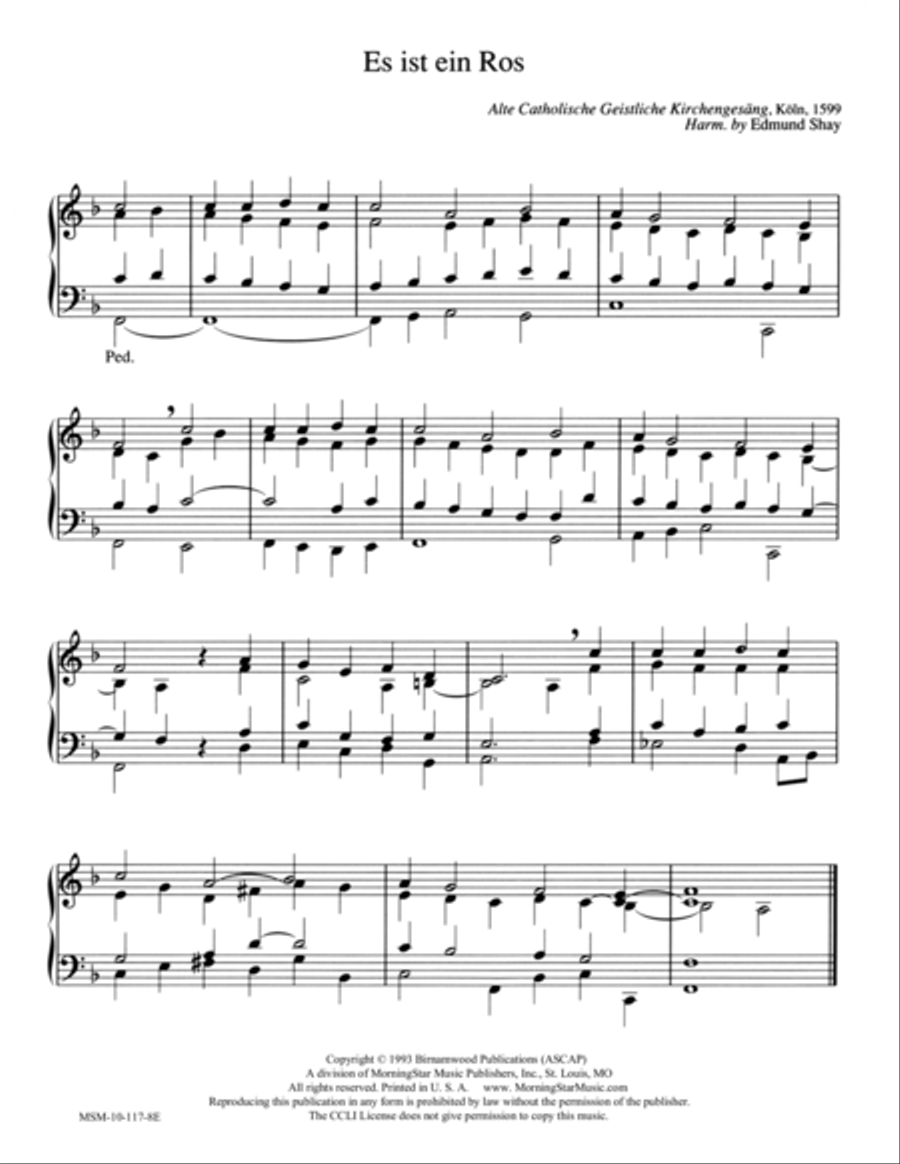 Es ist ein Ros Es ist ein Ros Organ scores gallery preview page 1