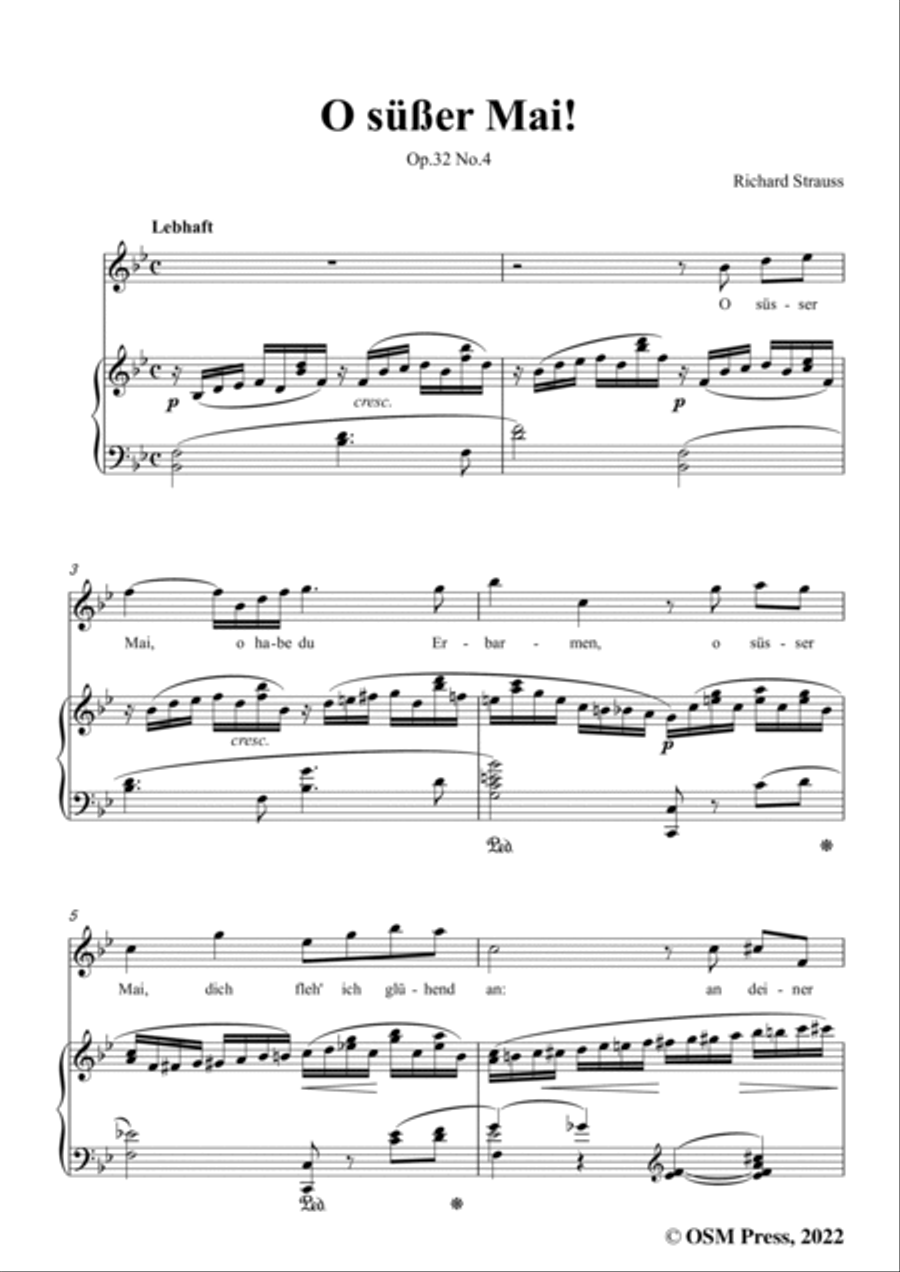 Richard Strauss-O süßer Mai!,in B flat Major,Op.32 No.4 Voice scores gallery preview page 3