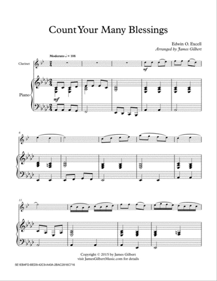 Count Your Many Blessings Clarinet Solo scores gallery preview page 1