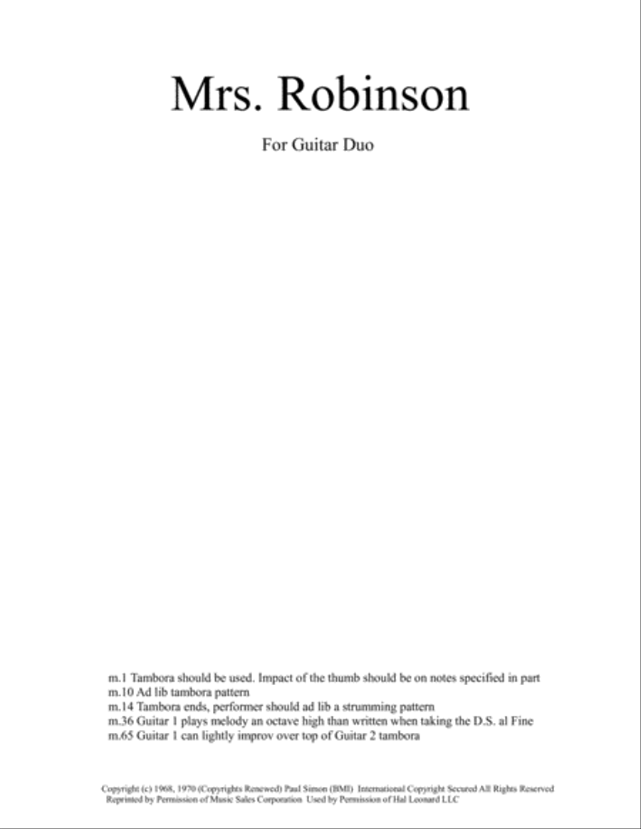 Mrs. Robinson Guitar scores gallery preview page 1