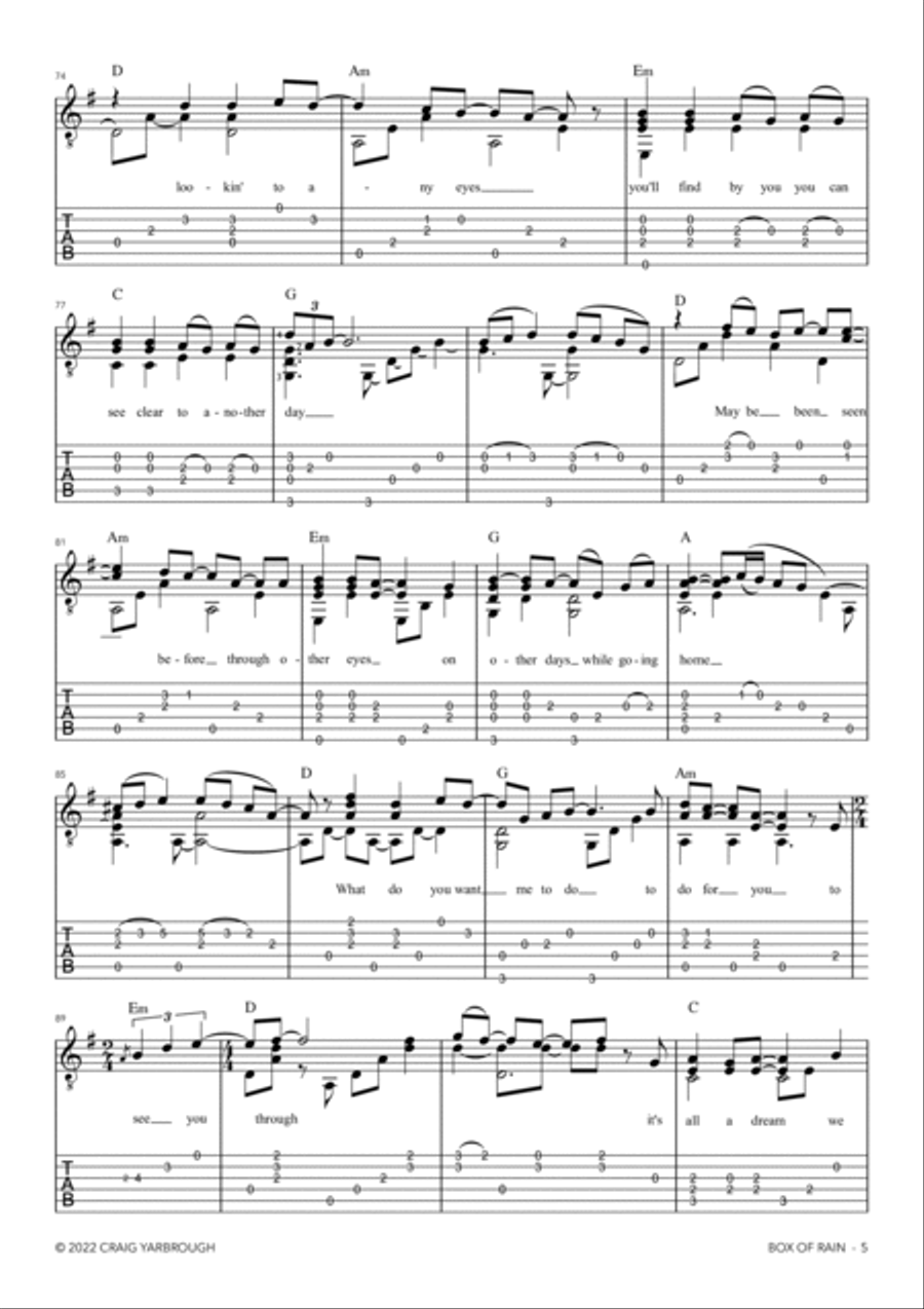 Box Of Rain Acoustic Guitar scores gallery preview page 5