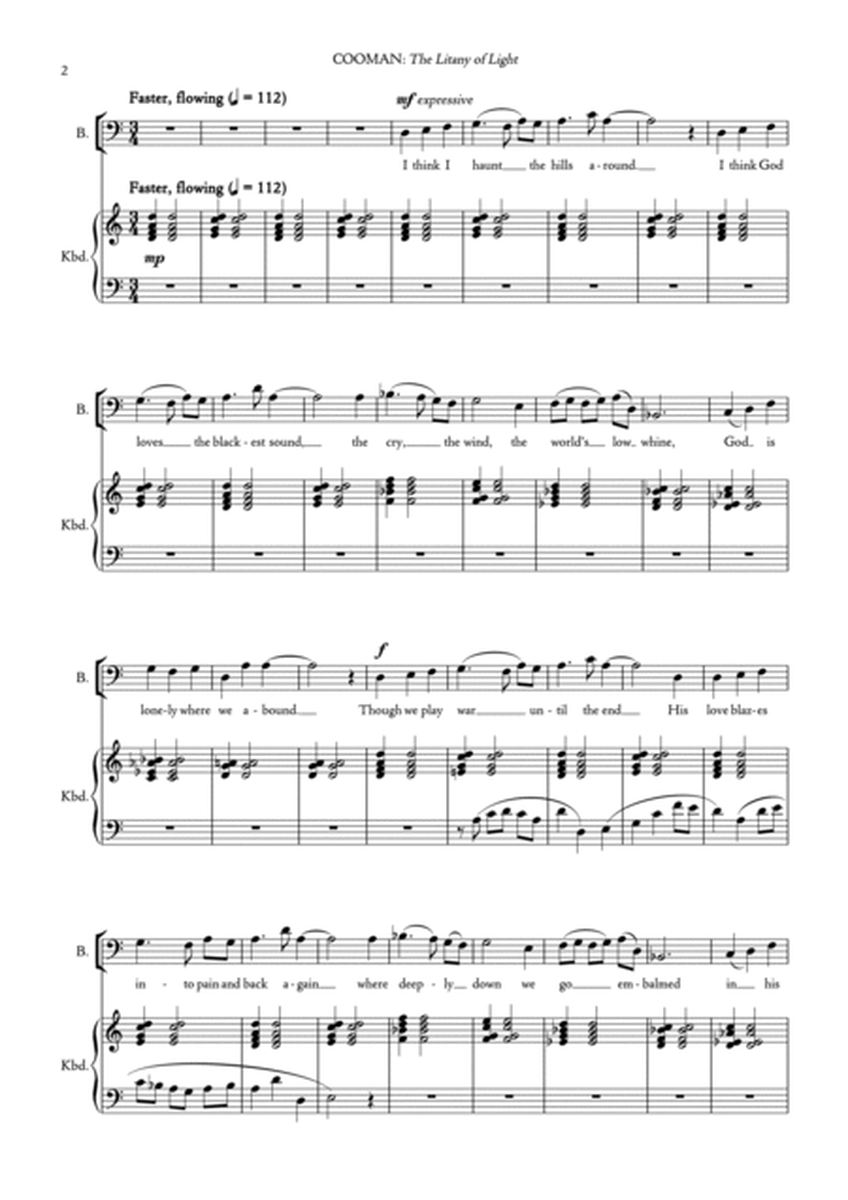 Carson Cooman : The Litany of Light for SATB choir, baritone and soprano soloists, brass quintet, ti